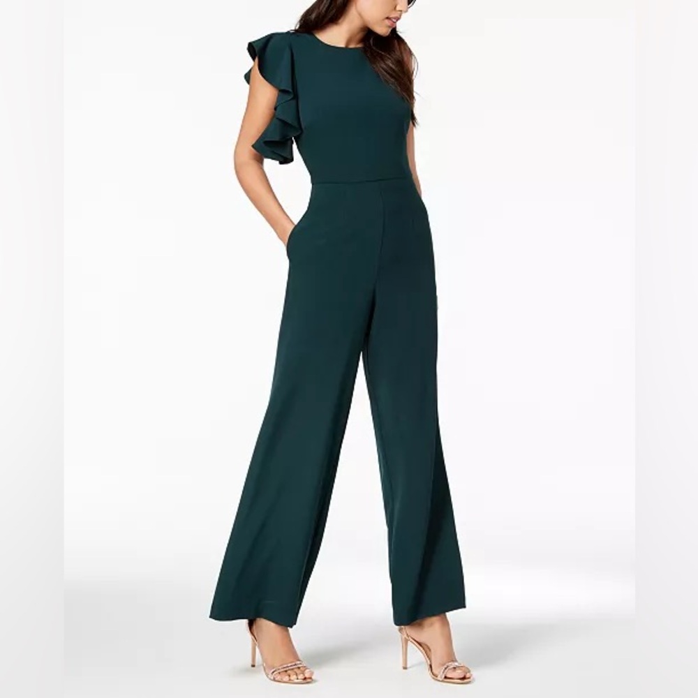 julia jordan | Asymmetrical Flutter-Sleeve Jumpsuit, Size 10